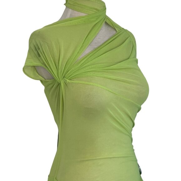 COPERNI Asymmetric Draped Mesh Dress in Anis New Womens - Picture 9 of 17